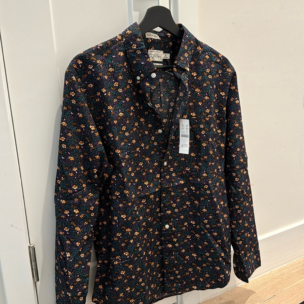 Men’s J Crew long sleeve shirt slim untucked medium floral pattern